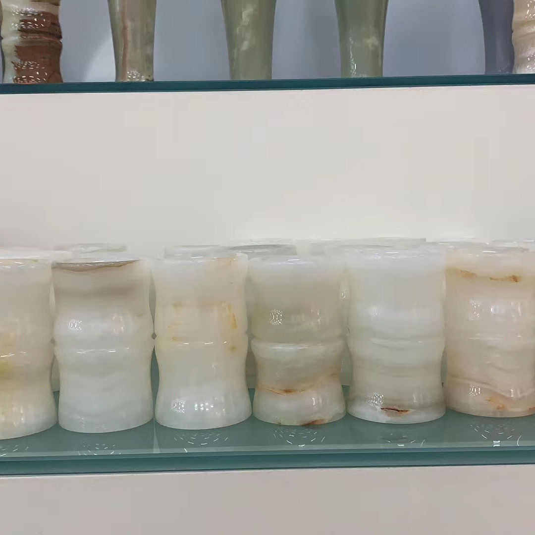 瓶玉石小花茶筒长辈文房四宝笔筒天然摆件送办公桌礼品茶茶几筒