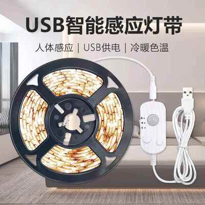 LED人体智能感应5vUSB防水2835灯带智能LED灯条衣柜整体橱柜灯套