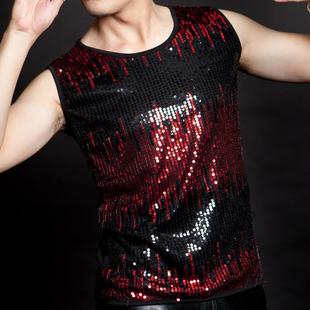 男亮片男款 嘉宾酒吧歌手DS台演出出服夜店 演出背舞心 DJ演服 正品