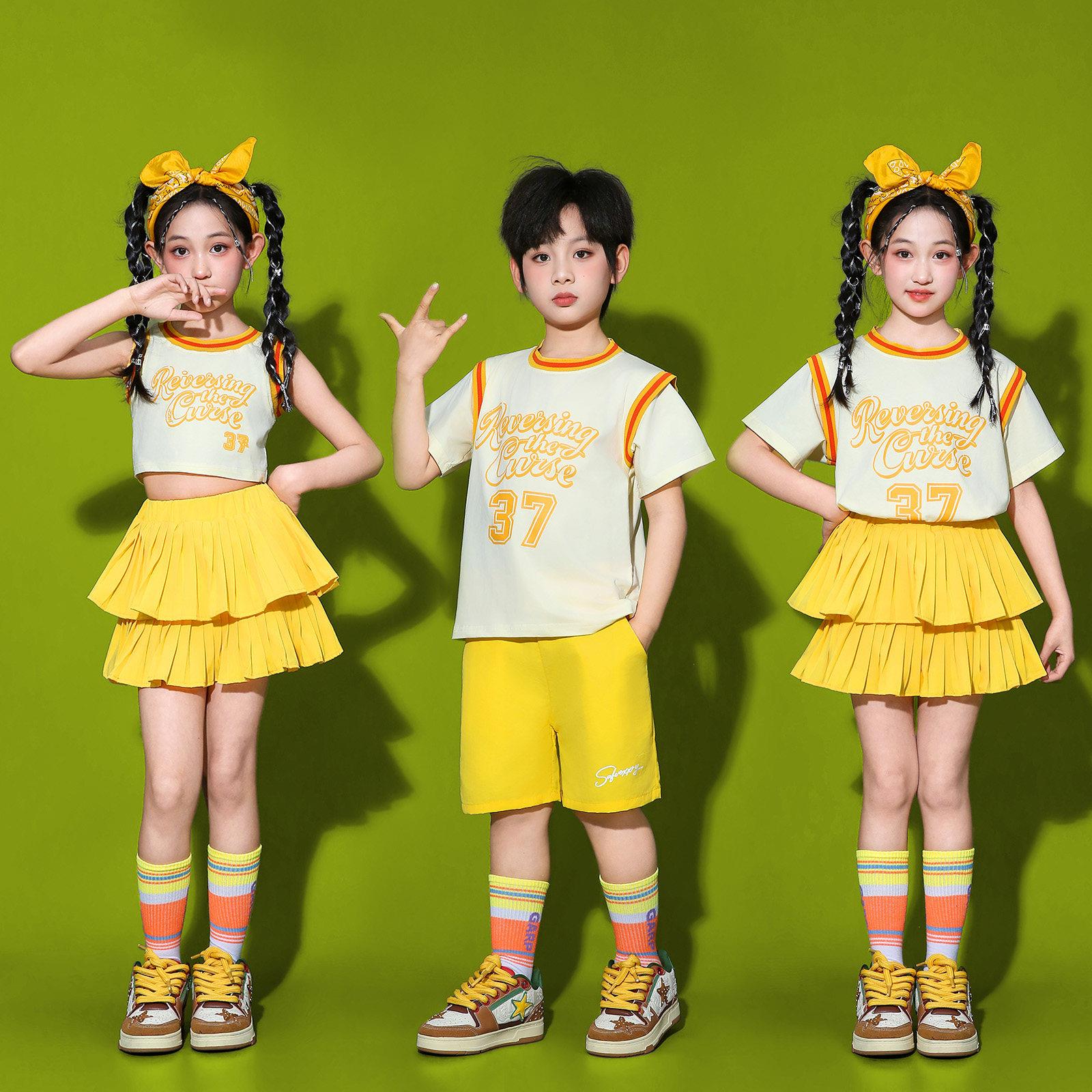 儿童啦啦队表演服装男女童街舞爵士幼儿园小学生运动会开幕式班服