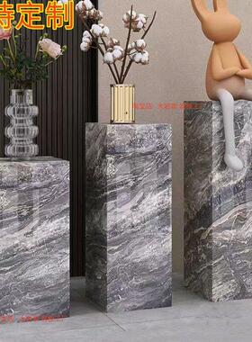 意式轻奢岩板花架高档工艺品雕塑摆件底座酒店会所展厅展示台装饰