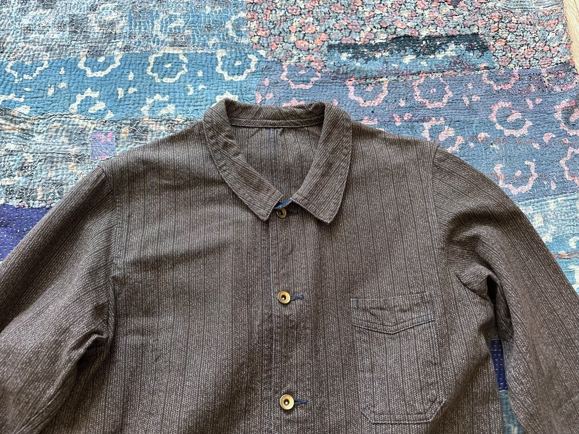 Mister Freedom Brown Striped Workwear Jacket — detail