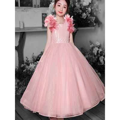 Mapping香港轻奢女童礼服高端洋气粉色蓬蓬纱主持人生日公主裙