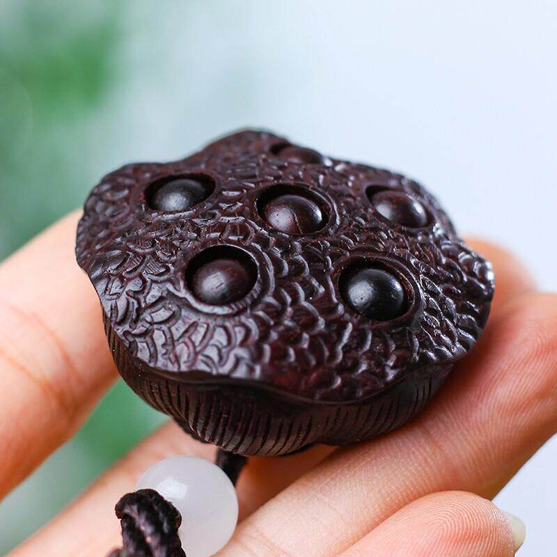 小叶紫檀莲蓬吊坠挂件红木时来运转手把件盘玩男士随身文玩把玩