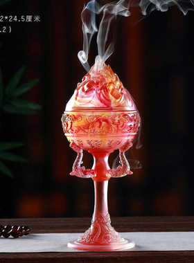 熏香摆放篆器摆件前台炉办公客厅香香琉璃博山炉盘香散高脚桌面