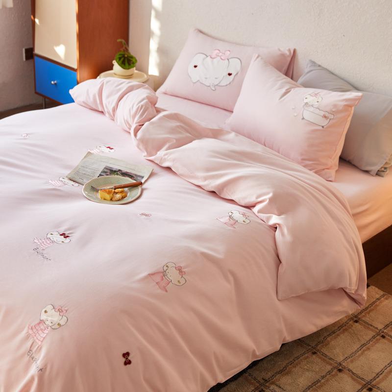 A类可爱少女心100支全棉加厚磨毛四件套床单被套床笠秋冬保暖床品