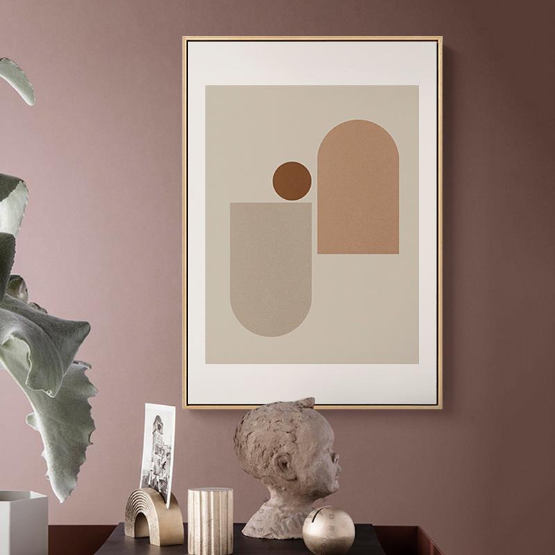 现代简约轻奢客厅装饰画玄关沙发抽象几何画覆古背景卧室竖版挂画