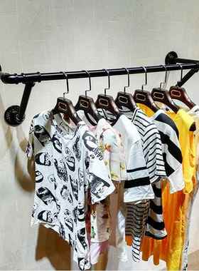 风工业架金属上墙壁挂架黑XND色铁艺服装店展示挂衣架货源