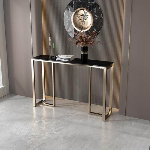 新式轻奢铁bbb014艺岩板玄关桌现简约端景台代户中靠墙条案走廊玄