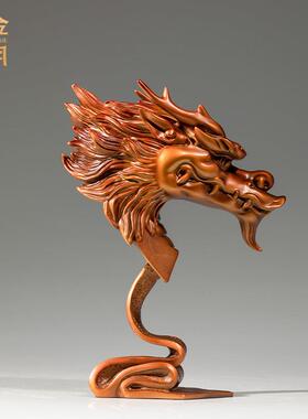 铜金岁月龙头老大龙首铜器摆件办公室玄关开业送礼铜雕工艺品摆件
