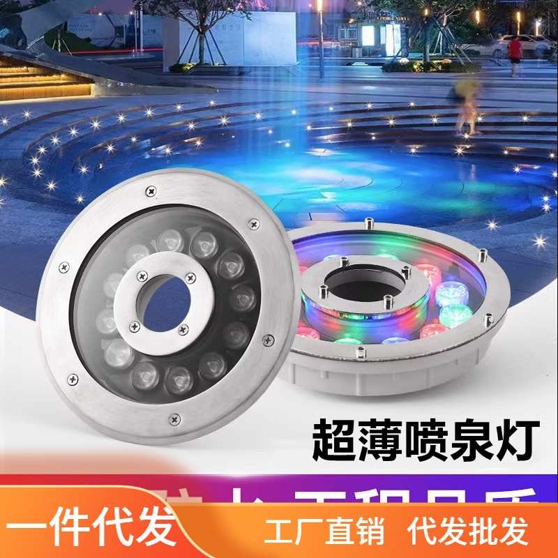 庭院景观鱼池低压12V 24V不锈钢涌泉喷泉白光暖光水底潜水LED灯