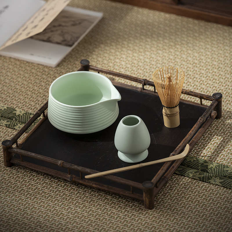 日式抹茶茶道抹茶刷百本立茶筅立带嘴茶碗窑变抹茶打茶器工具套装