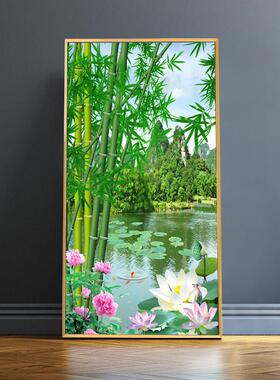 现代简约入户玄关装饰画绿色自然风景竹子过道背景墙画楼梯间壁画