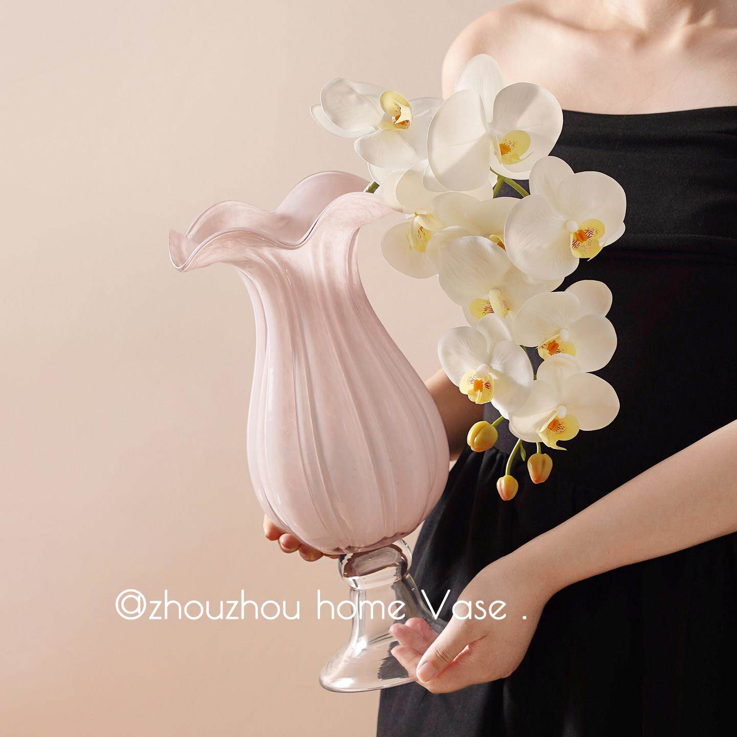 中古芬顿风紫色防风灯花瓶高脚玻璃花器客厅电视柜餐桌欧式装饰摆