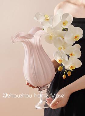 中古芬顿风紫色防风灯花瓶高脚玻璃花器客厅电视柜餐桌欧式装饰摆