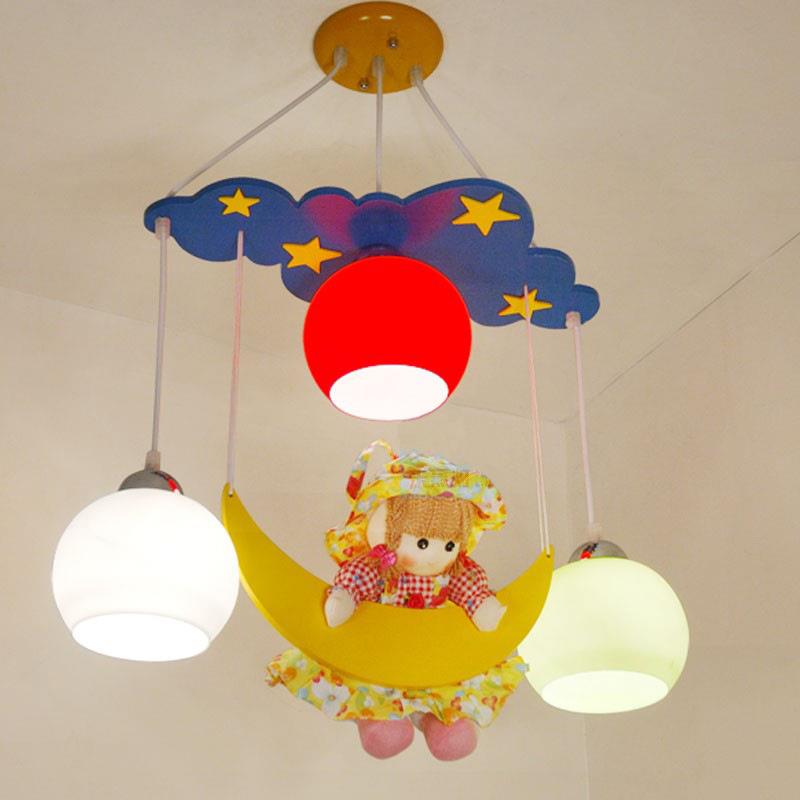 星星木质吸顶吊灯 现代时尚卡通灯卧室儿童房间灯幼儿园装饰灯具