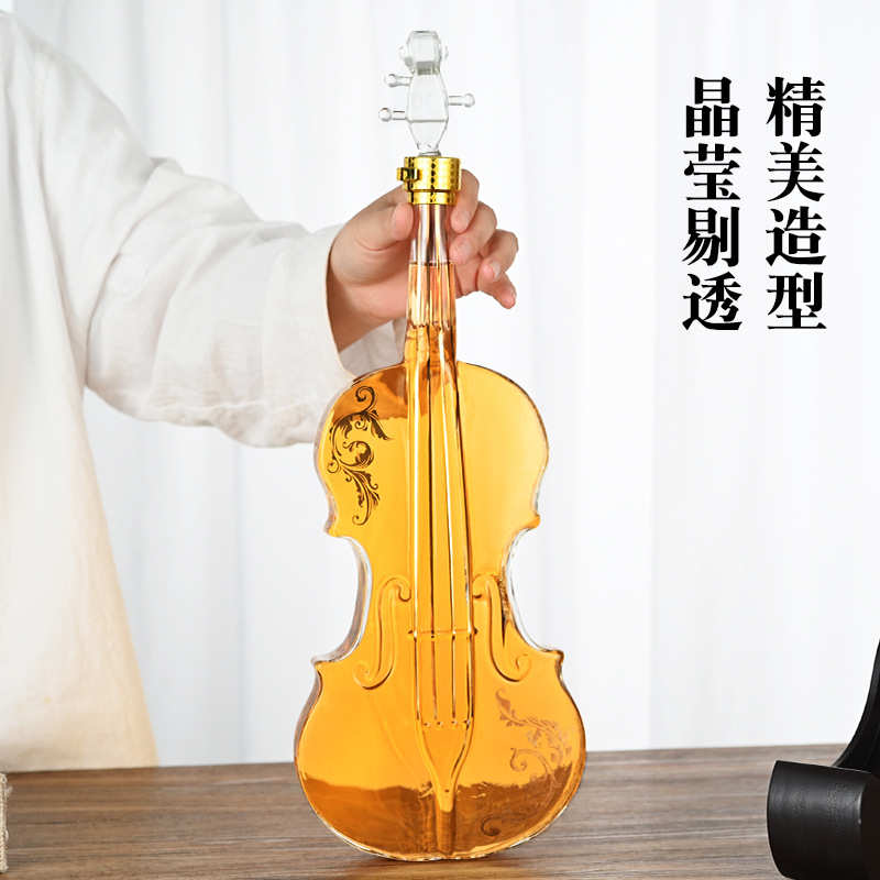 供应1000ml小提琴玻璃工艺酒瓶白酒瓶醒酒器工艺玻璃酒瓶泡酒瓶