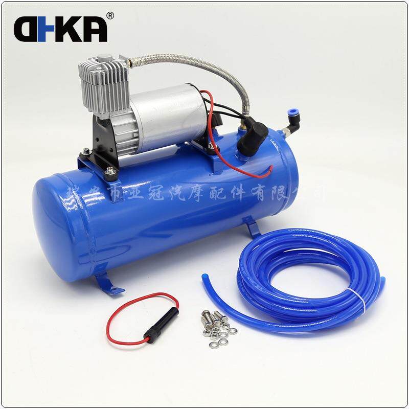 通用现货喇叭改装气泵蓝色6L空气压缩机12V24V悬挂压缩机