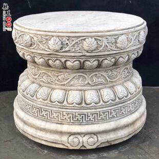 石雕须弥座汉白玉柱墩太湖石墩底座庭院花架盆景莲花座祥云柱定制