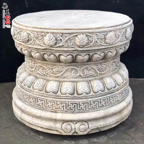 石雕须弥座汉白玉柱墩太湖石墩底座庭院花架盆景莲花座祥云柱定制