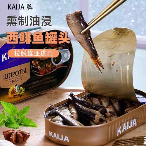 进口烟熏制油浸西鲱鱼罐头非臭鱼拉脱维亚冷盘下酒菜冷盘开罐即食
