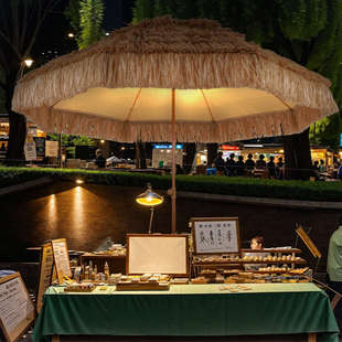 双层稻草伞户外花园庭院遮阳防晒仿真双层稻草伞民宿网红酒店野外