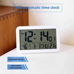 桌面智能对时数字时钟自动授时同步网络液晶电子钟闹钟挂墙