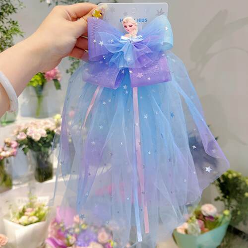 蝴蝶结冰雪奇缘艾莎公主头纱发饰