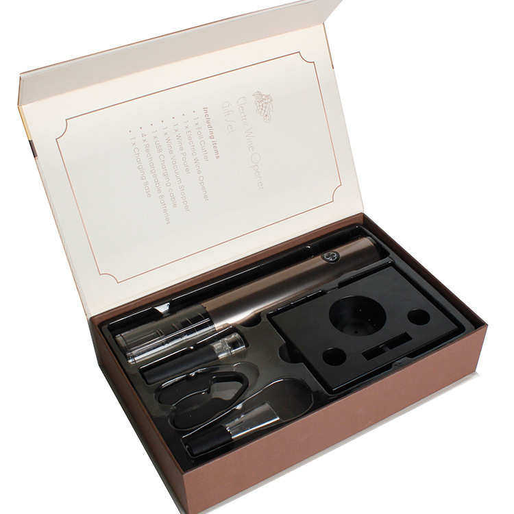 批发自动红酒启瓶器 商用礼品充电葡萄酒开瓶器底座款六件套