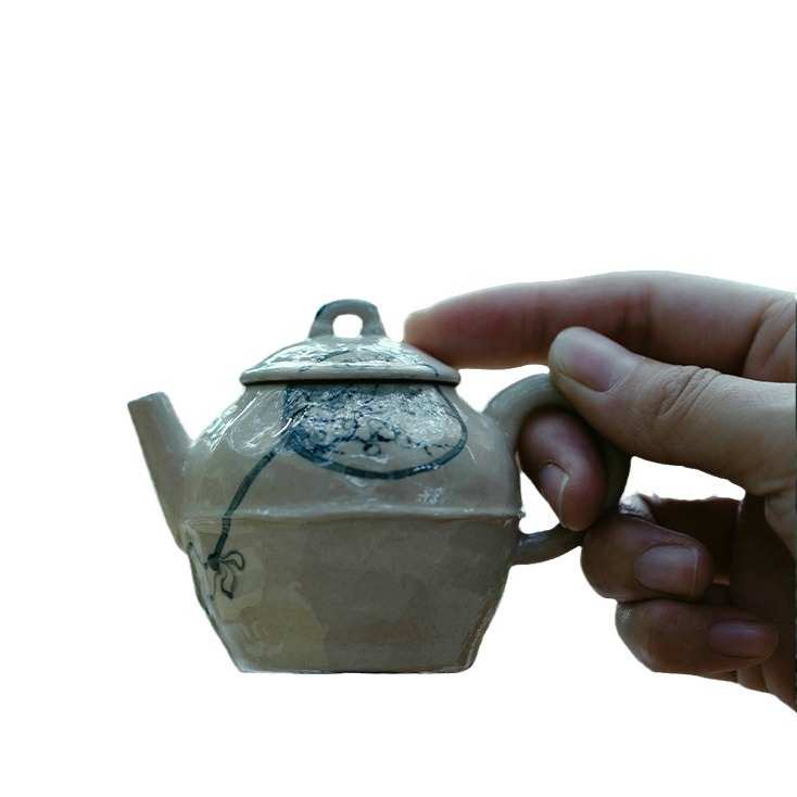文人茶具布里单团扇泡茶纯户外茶壶梵手绘陶瓷壶小景德镇汝日式壶