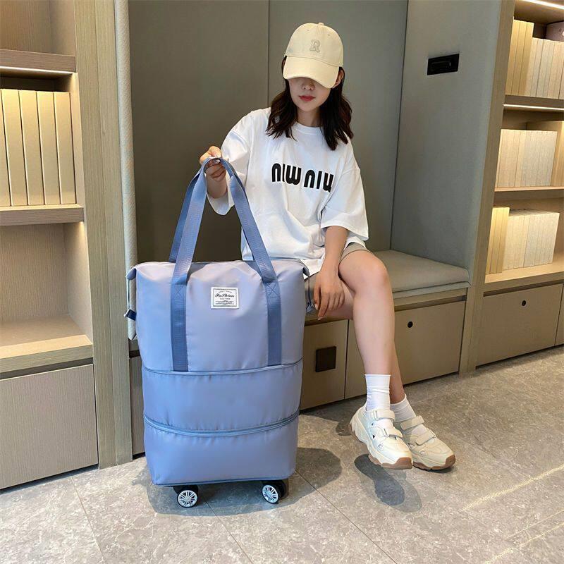 宇帝用品万向轮旅行包三层折叠收纳箱子大容量手提防水打包行李袋