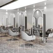 新款 网红美发店镜台发廊专用潮流落地单双面镜子带灯理髲店剪发镜