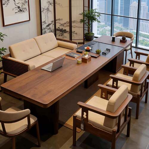 新中式实木茶桌去客厅化现代感茶室接待泡茶桌办公室实木大板茶台