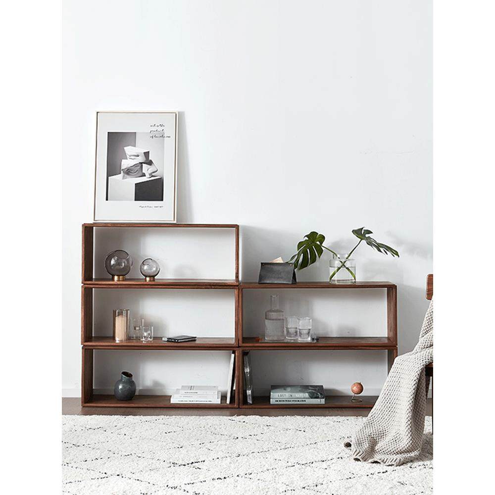 实木黑胡桃色长柜自由组合格子书柜简易矮柜落地书架创意沙发边柜,住宅家具,组合书柜,淘宝优惠券,粉丝福利购,淘宝优惠卷