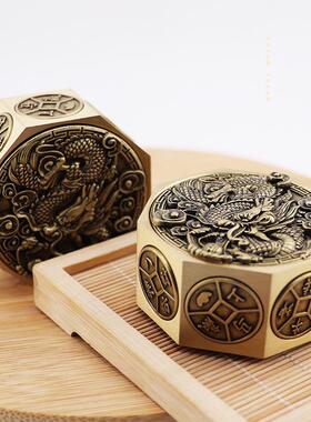 新款黄铜八面赚钱解压赚赚手把件龙牌转面招财进宝龙年高档礼品