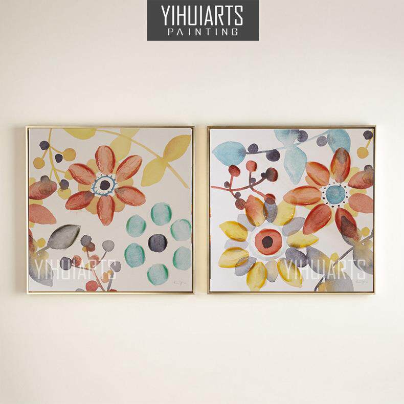 亿辉花卉油画手绘餐厅装饰组合挂画现代简约客厅无框画纯手工画