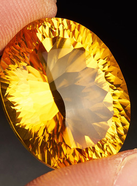 源头直供捡漏价 26.6克拉大颗粒椭圆形黄晶裸石戒面 支持私人定制