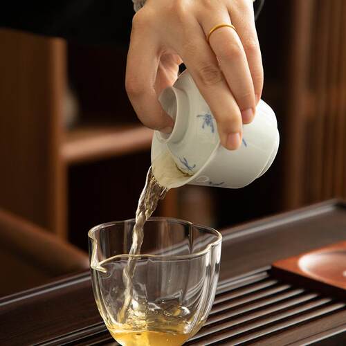 德化陶瓷【单盖碗满110ml纯手绘亮光】透明釉 仿古色 马蹄泡茶碗