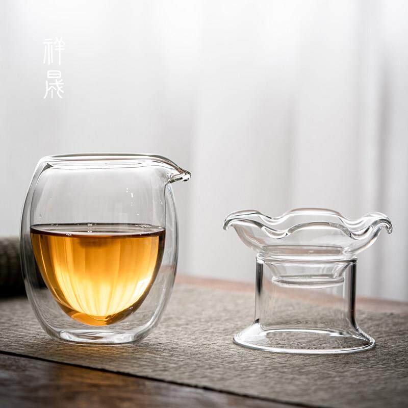 祥晟耐热玻璃双层隔热公道杯茶具分套装分茶器玻璃茶海加厚茶漏图片