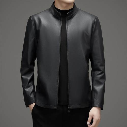 冬新8672-F秋爸款中克年爸皮衣外套男士商务休闲立领海宁真皮绵羊