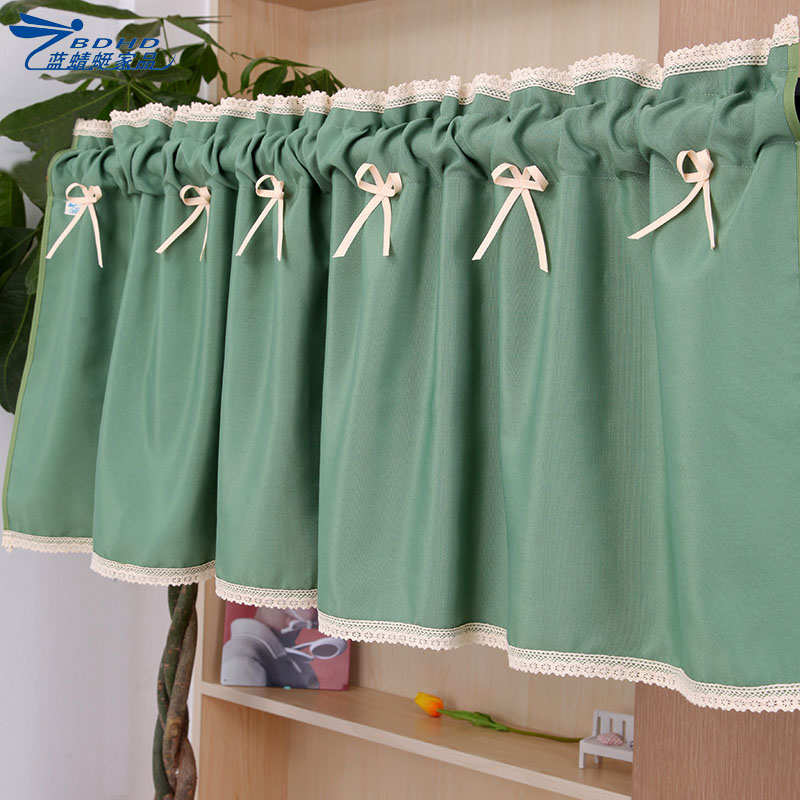 高档简约绿色雪尼尔窗帘纯色布艺门帘长帘隔断帘厨房卧室遮光半帘