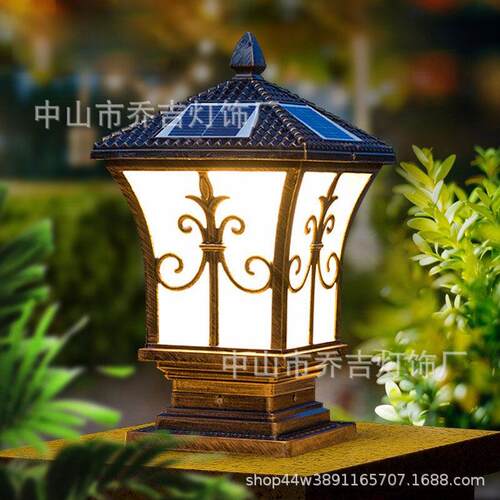 太阳能庭柱头灯户外围大门柱墙子防剑花 -01水式花园别墅院中灯