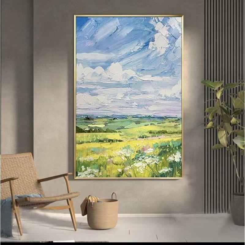 挂画装饰画轻奢手绘抽象简约现代客厅风景田园油画新款沙发餐厅画