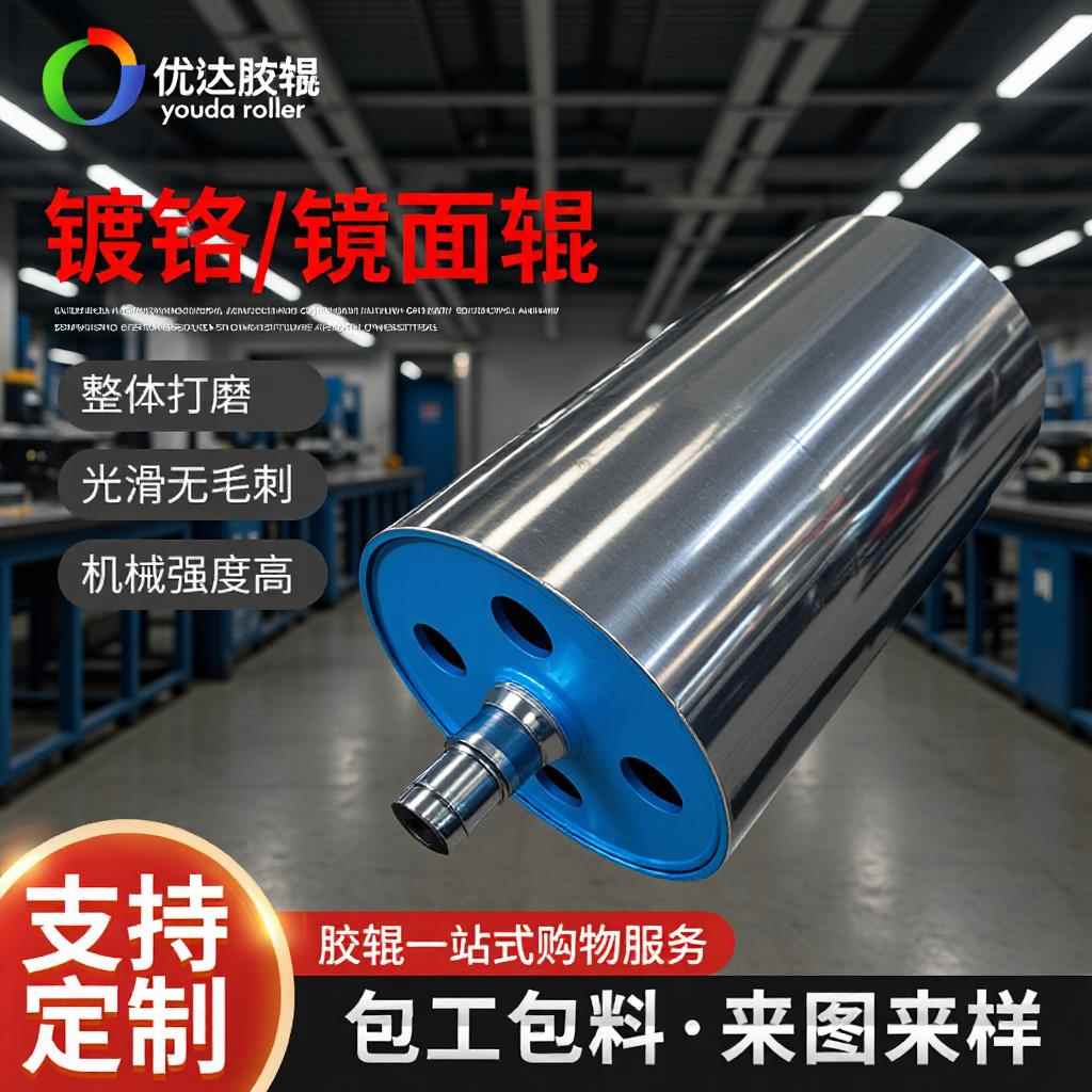 厂家供应镀铬展平辊冷水滚筒包胶不锈钢导辊可加工输送带动力辊