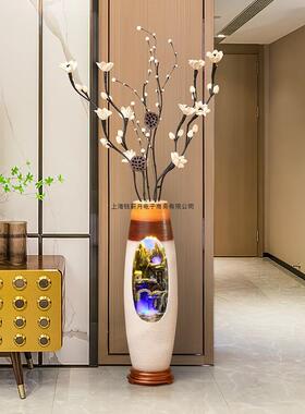 现代循环流水生财喷泉摆件客厅水景装饰电视柜旁边落地加湿器花瓶