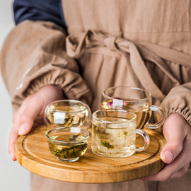 耐热加厚双层玻璃茶杯泡，茶杯带把玻璃，品茗杯玻璃绿茶杯功夫茶具