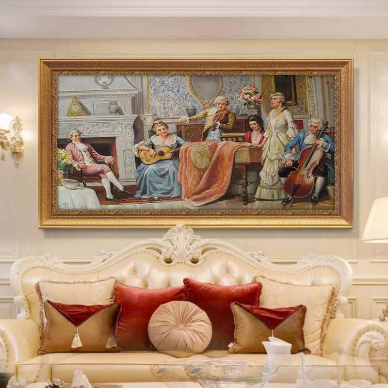 欧KWV式人物油画美式厅装饰画宫廷画酒店大堂客有框玄关画壁墙挂