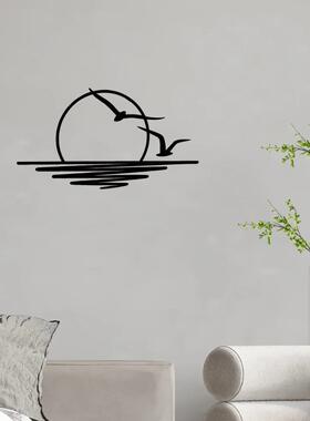 铁艺日出主题装饰墙壁艺术装饰品室内客厅黑色经典房间装饰跨境专