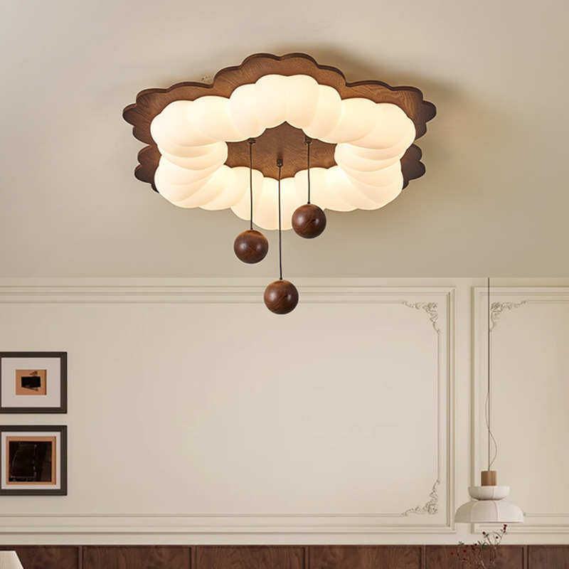 吸顶灯卧室灯法式中古主卧灯护眼实木侘寂风温馨儿童房间泡泡灯具,家装灯饰光源,智能吸顶灯,淘宝优惠券,粉丝福利购,淘宝优惠卷