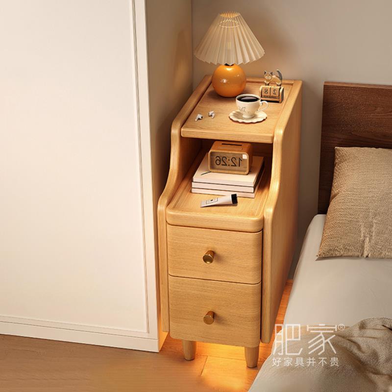 极窄床头柜小型夹缝实木简约现代置物架沙发边柜收纳柜边几ZTF868